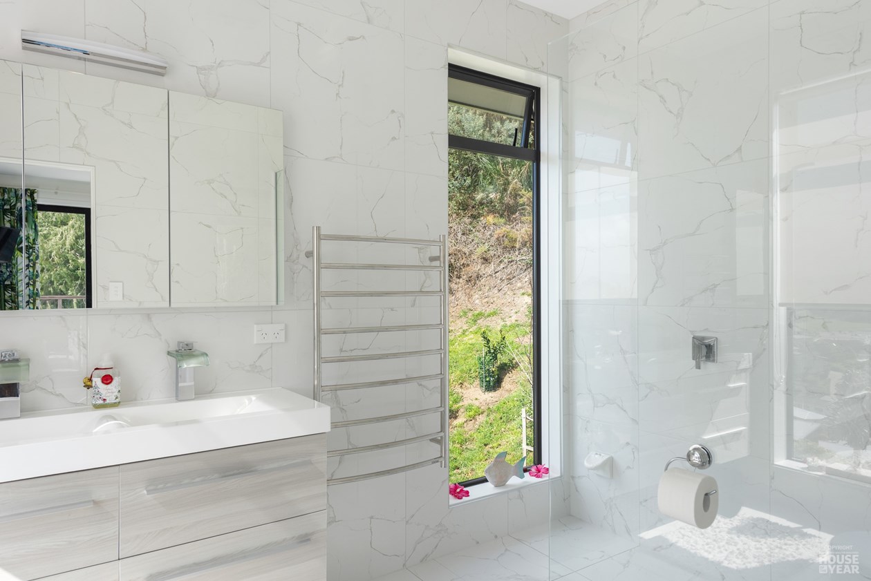 Picton Hillside New Build — Marble ensuite